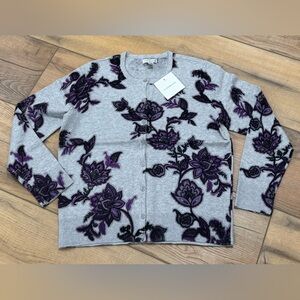 New Croft & Barrow Knit Floral Cardigan Sweater NWT Medium Petite